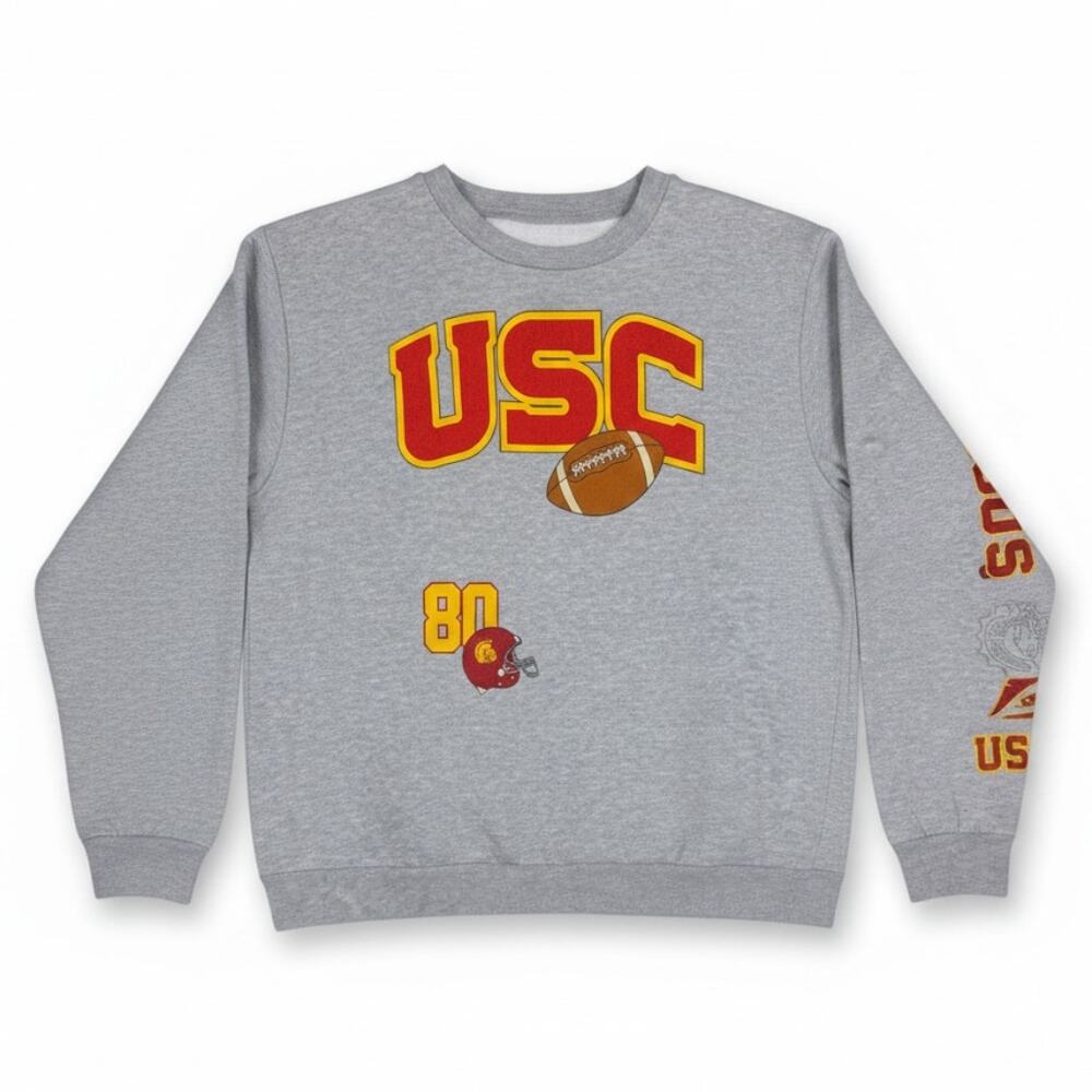 Ripple Junction USC Women's Medium Gray Retro Graphic 60/40 Sweatshirt Pullover